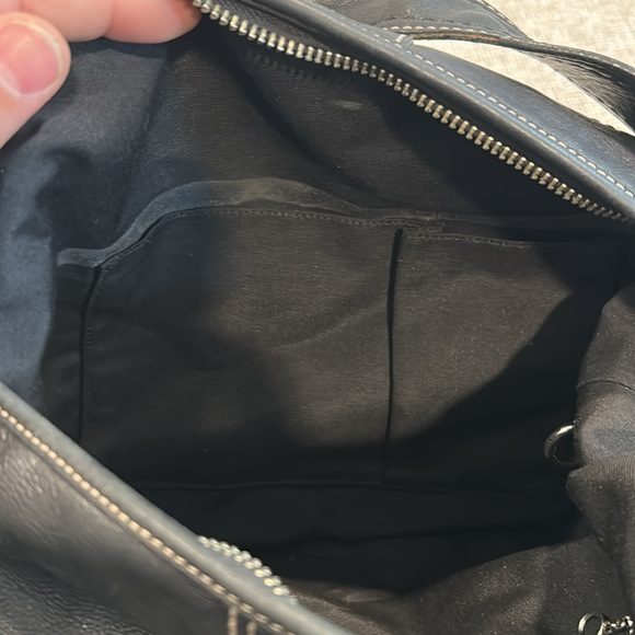 Coach Black leather hobo shoulder bag with white stitching - Picture 4 of 7